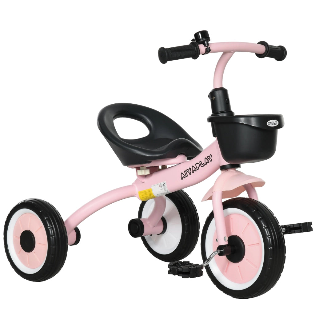 Triciclo Bambini con Sonnette e Panier Selle Regolabile con Dossier ¨C Zephmum ¨C Rosa