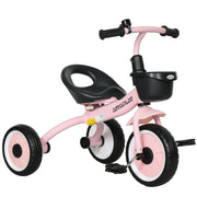 Triciclo Bambini con Sonnette e Panier Selle Regolabile con Dossier ¨C Zephmum ¨C Rosa