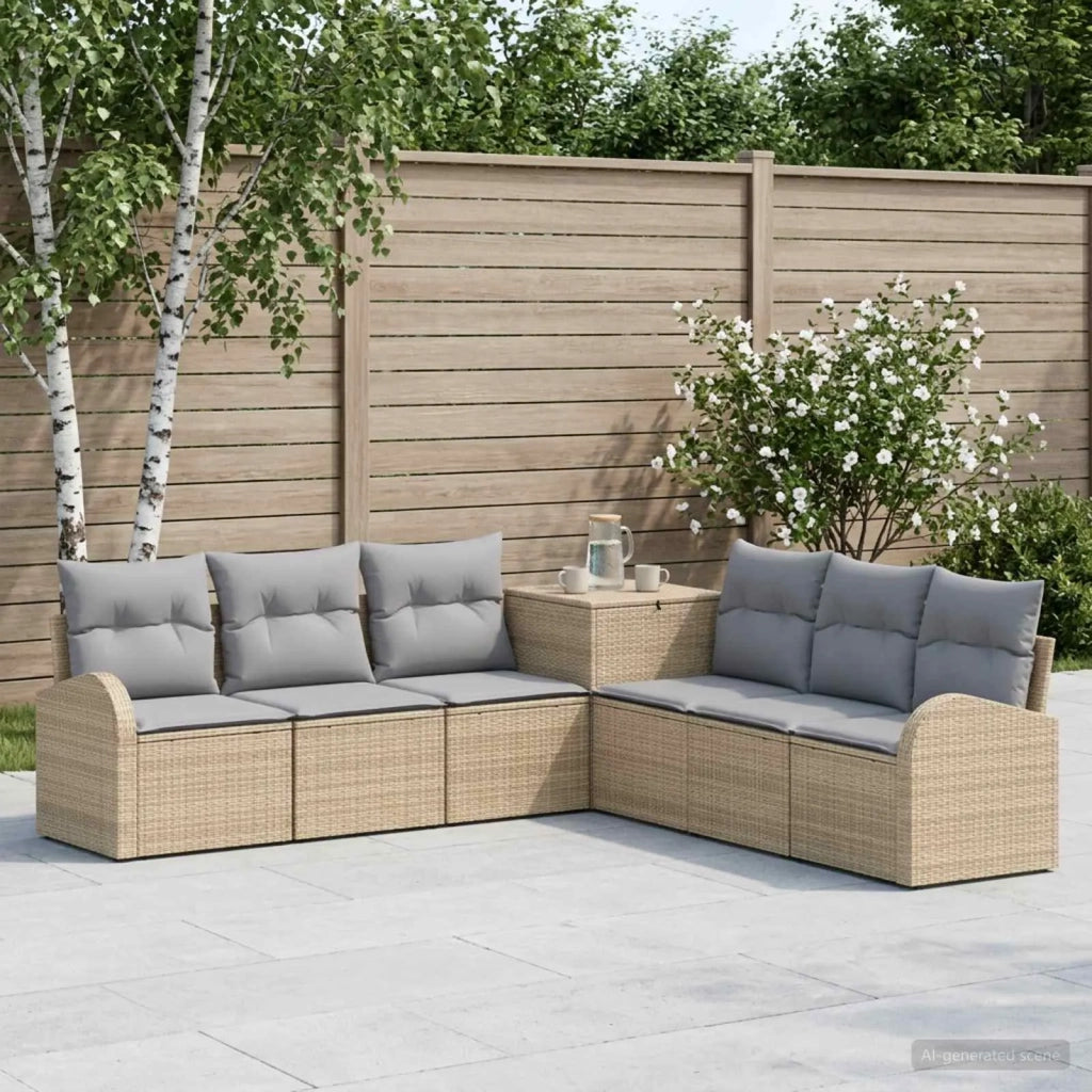 Set di divani 7 pz Beige e Grigio Chiaro 3448709