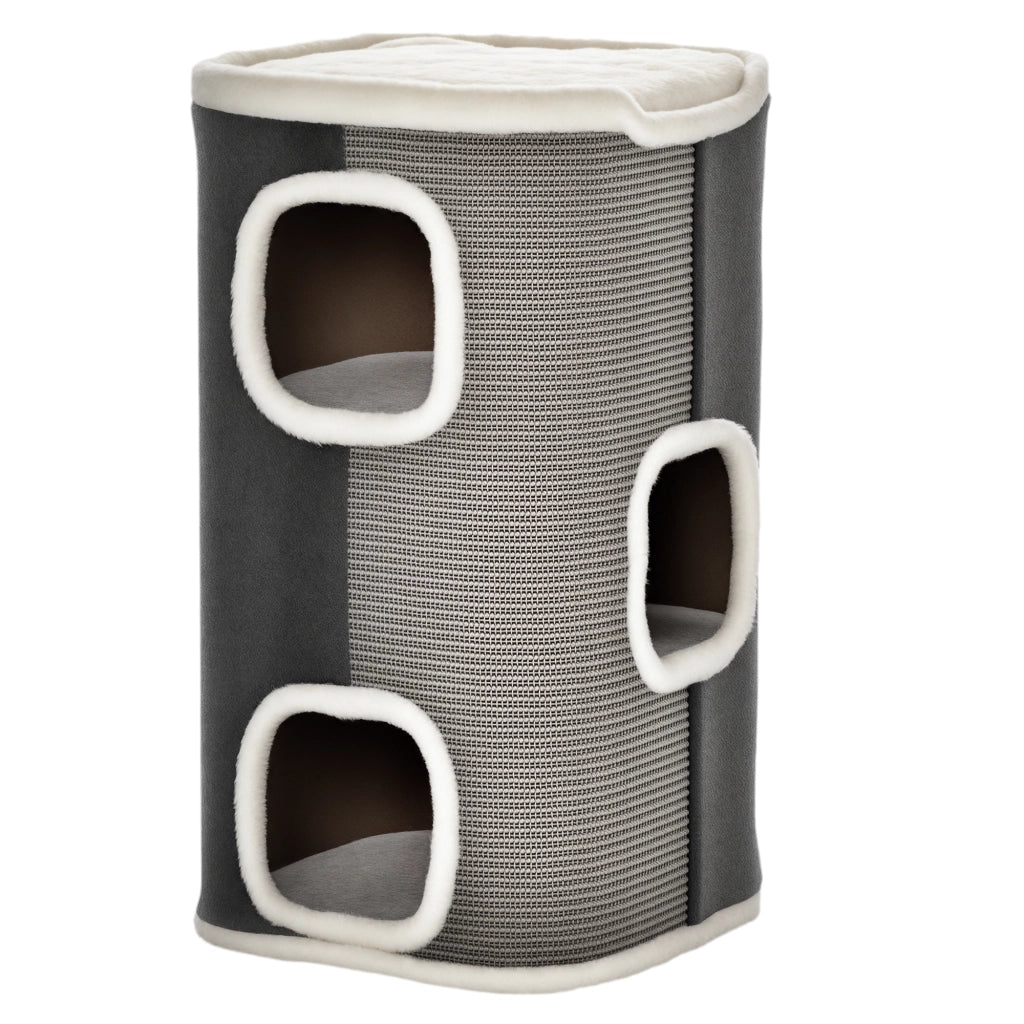 Tiragraffi a Torre 74cm con Cuccia e Cuscino ¨C Xylo ¨C Grigio e Bianco