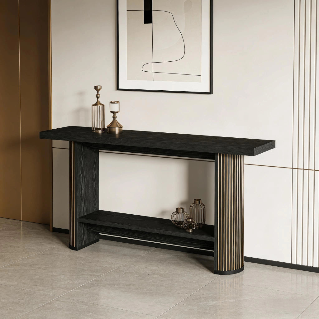 TAVOLO CONSOLLE Moderno Sottile in Legno Nero