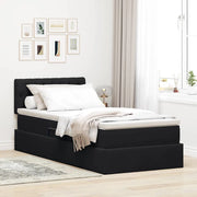 Letto con contenitore e LED con led Nero 100 x 200 cm Velluto 3371435