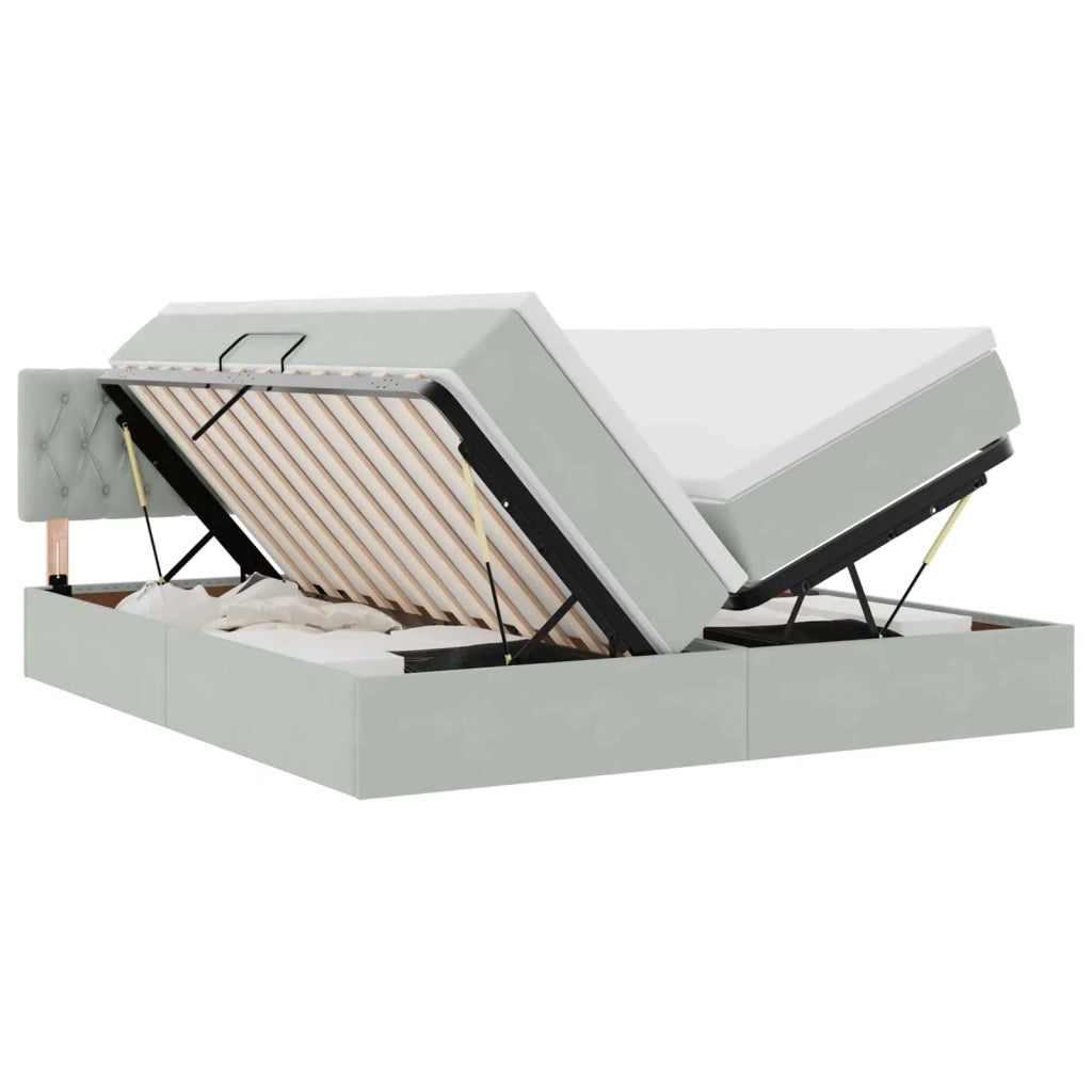 Letto con strisce LED Grigio chiaro 180 x 200 cm Velluto 3371621
