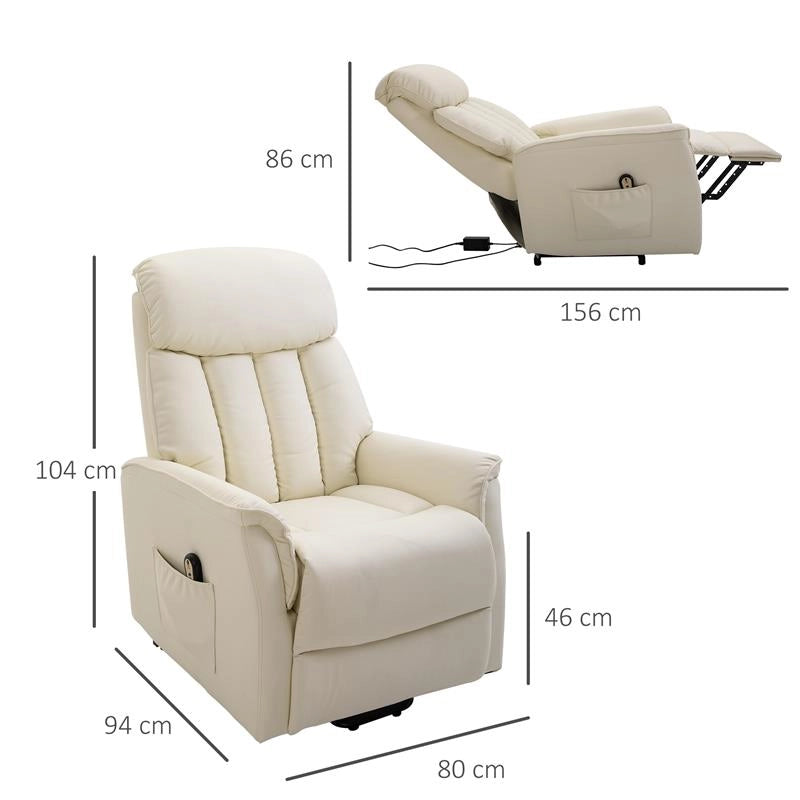 POLTRONA RELAX RECLINABILE CON TELECOMANDO E POGGIAPIEDI COLORE CREMA