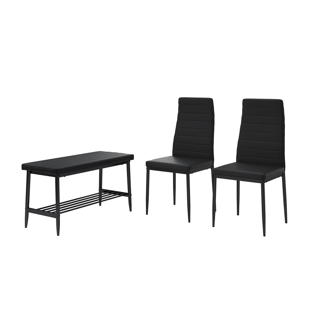 Vicco Panca e sedia Nero 85 x 46.5 cm Set da 3 pezzi