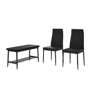 Vicco Panca e sedia Nero 85 x 46.5 cm Set da 3 pezzi