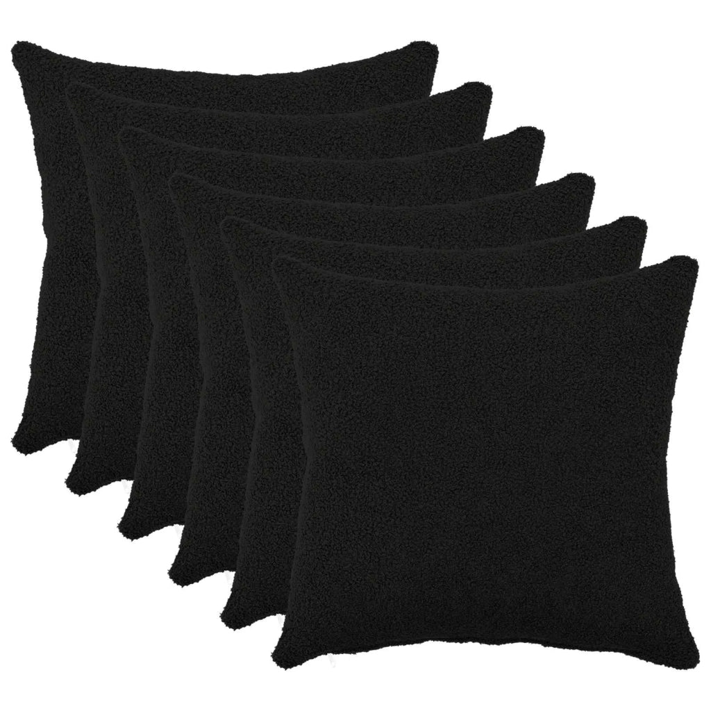 Federa 6 pcs HEERLEN Nero 30 x 30 cm Bouclé 907458