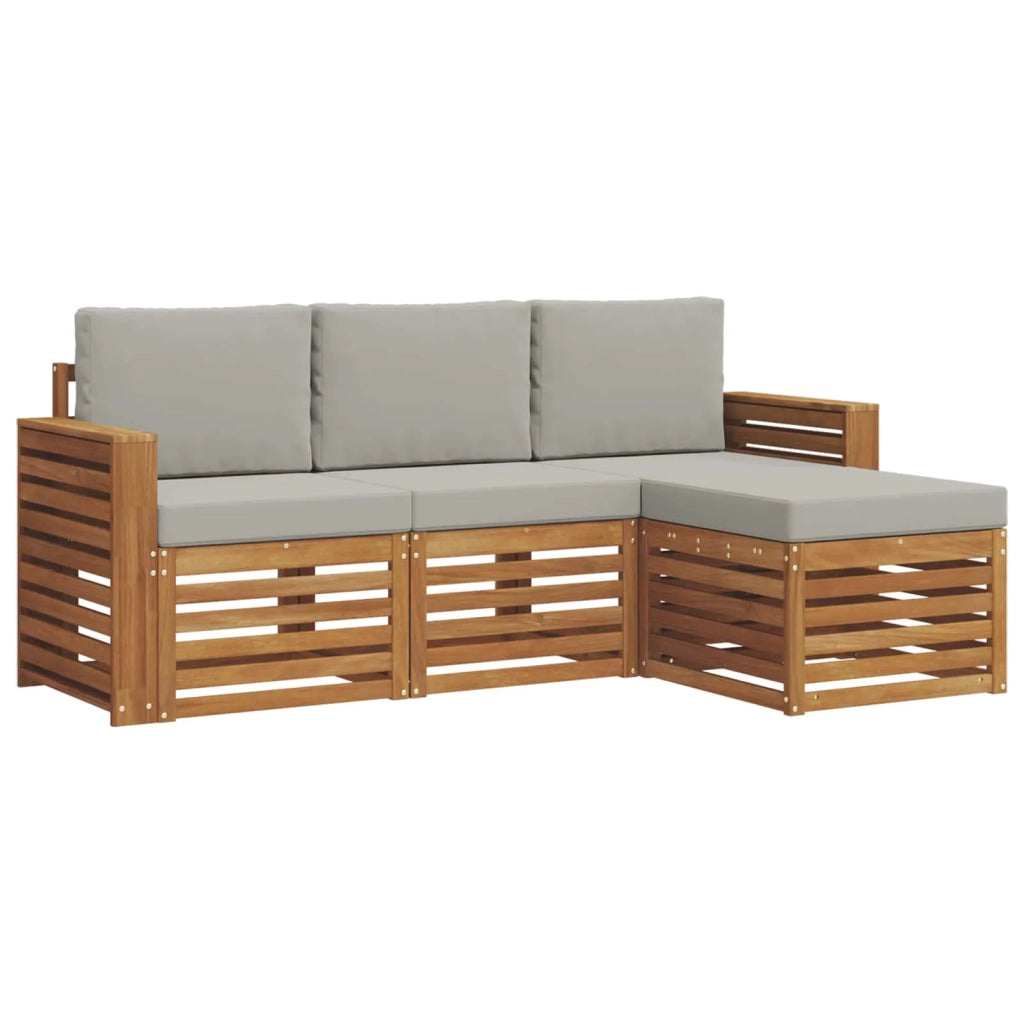 Set di divani da esterno 4 pcs Grigio Naturale e Chiaro 3374616