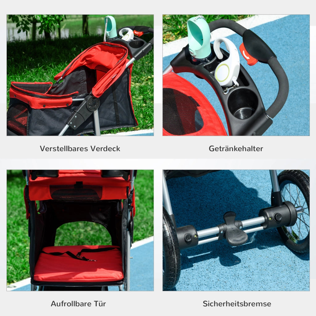 Carrello per animali domestici pieghevole ¨C Minimal ¨C Rosso