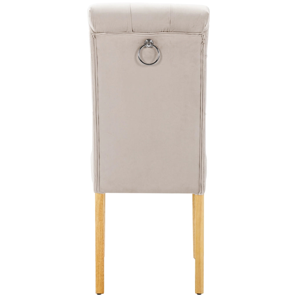 SEDIA da pranzo in velluto beige, Set da 6 pezzi