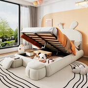 Letto matrimoniale 140x200 - Xylo - Orecchie coniglio LED velluto beige