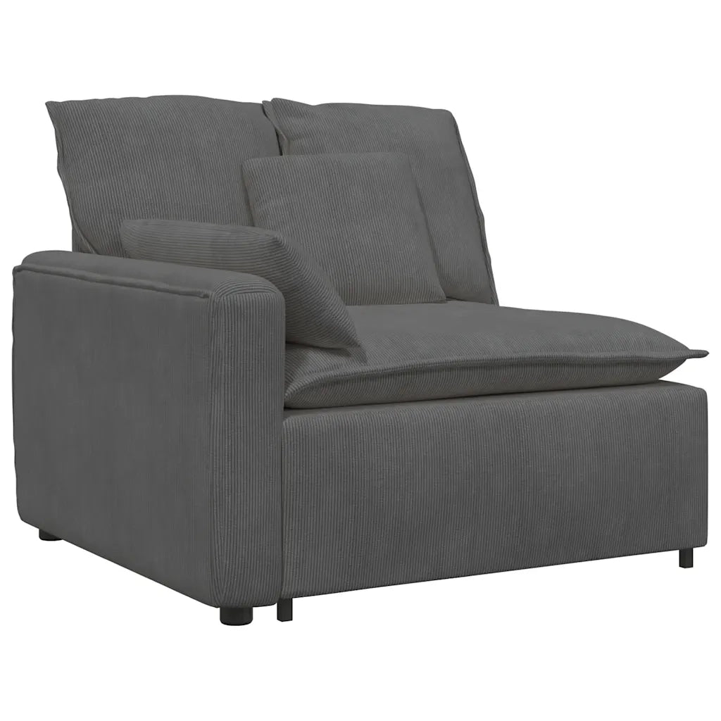 Divano Modulare con Cuscini in Tessuto a Coste Grigio Scuro 3321168