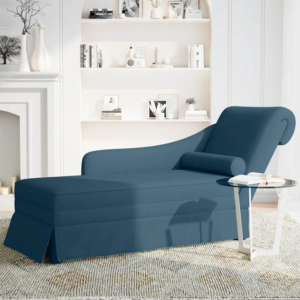 Sdraio con Capezzale e Bracciolo Destro in Velluto Blu 4009781