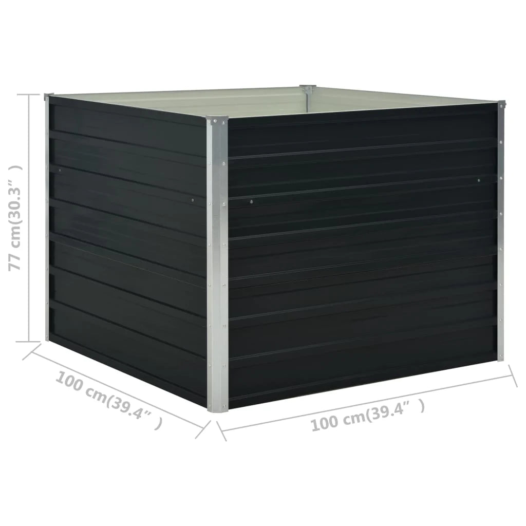 Fioriera rialzata antracite 100 x 100 x 77 cm per piante e fiori da giardino acciaio zincato 02_0000853