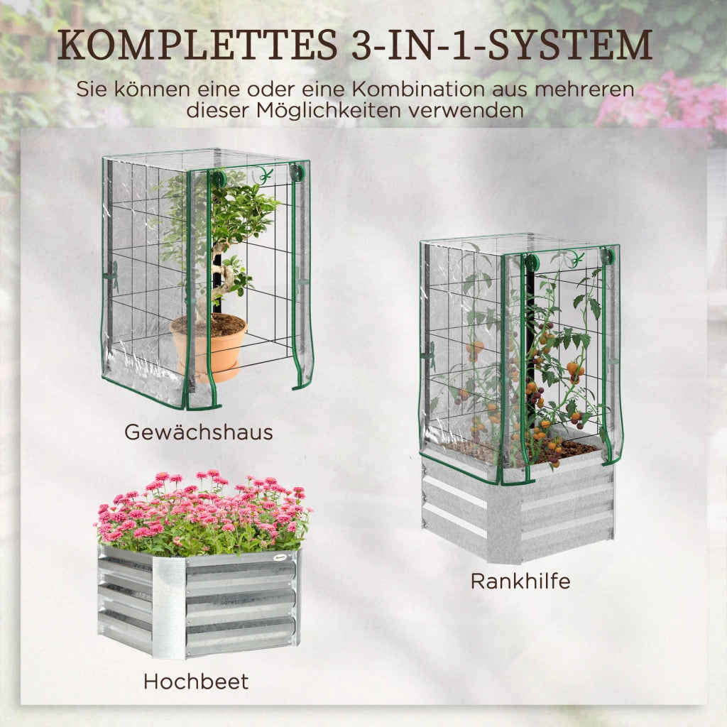 Set 3 Pezzi Giardino con Serra e Griglia ¨C Xylo ¨C Plastica 53x53x90 cm