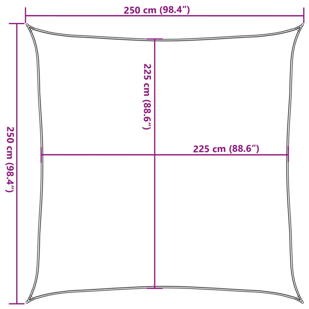 Vela Parasole | Telo Ombra | Vela da ombra 160 g/m2 Quadrata Terracotta 2,5x2,5 m in HDPE