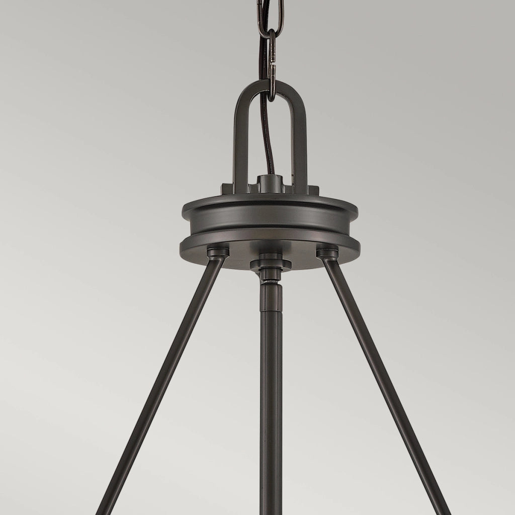 Lampadario Collier Hinkley nero 5 luci vetro opale