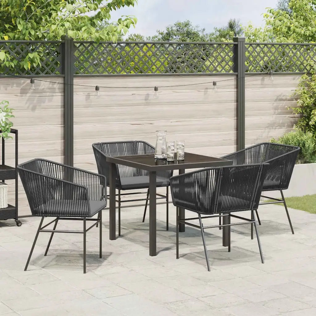 Set da Pranzo per Giardino con cuscino 5 pcs Nero