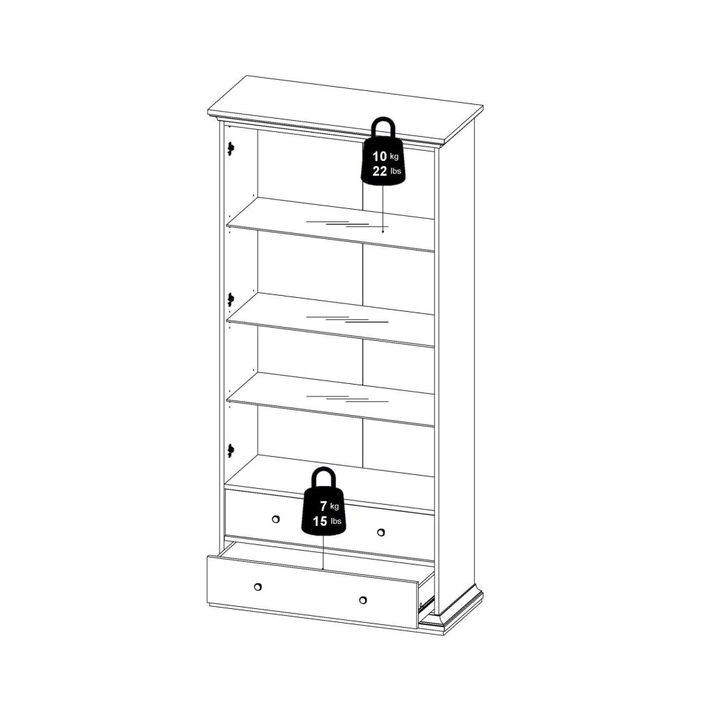 Vetrina Honore, Credenza espositiva, Vetrinetta multiuso, Madia da soggiorno, 96x42 h201 cm, Grigio