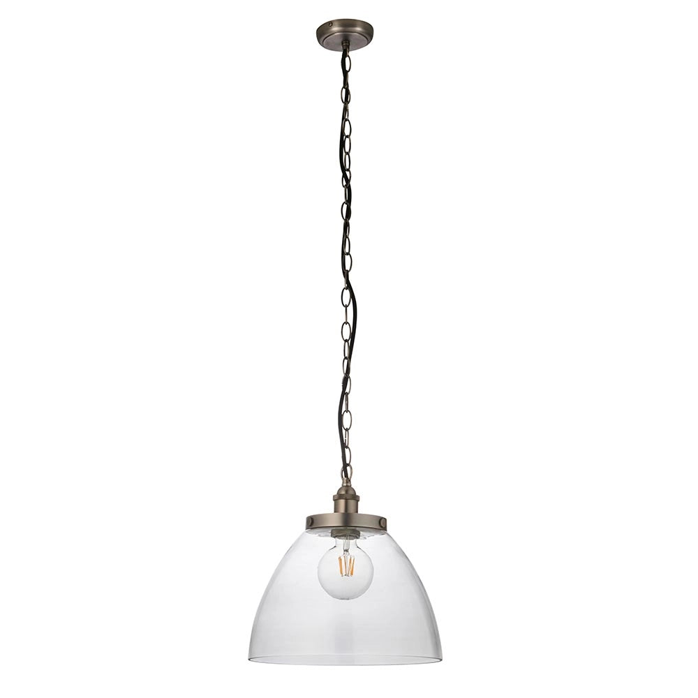 Lampada a sospensione industriale argento vetro E27 Endon