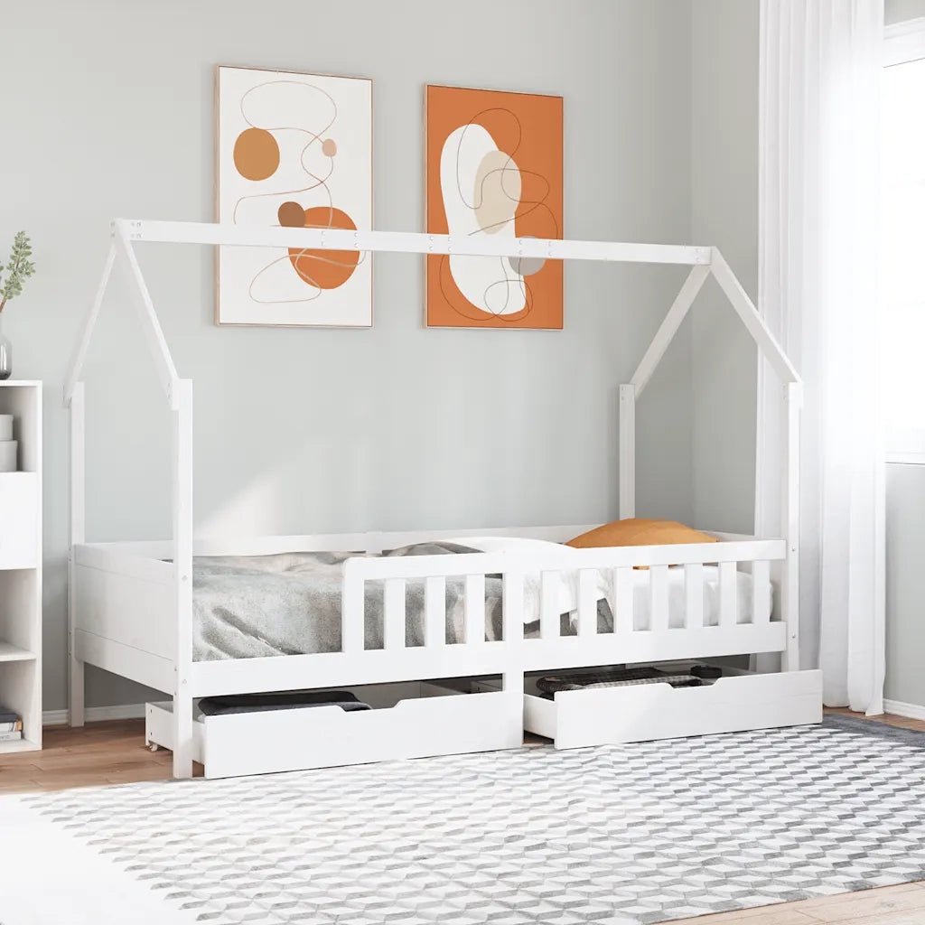 Giroletto Bambini con Cassetti-Struttura Letto Bambini 80x200 cm Legno Massello di Pino 462144