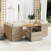 Set Divani da Giardino 7 pz con Cuscini Beige in Polyrattan 3326893