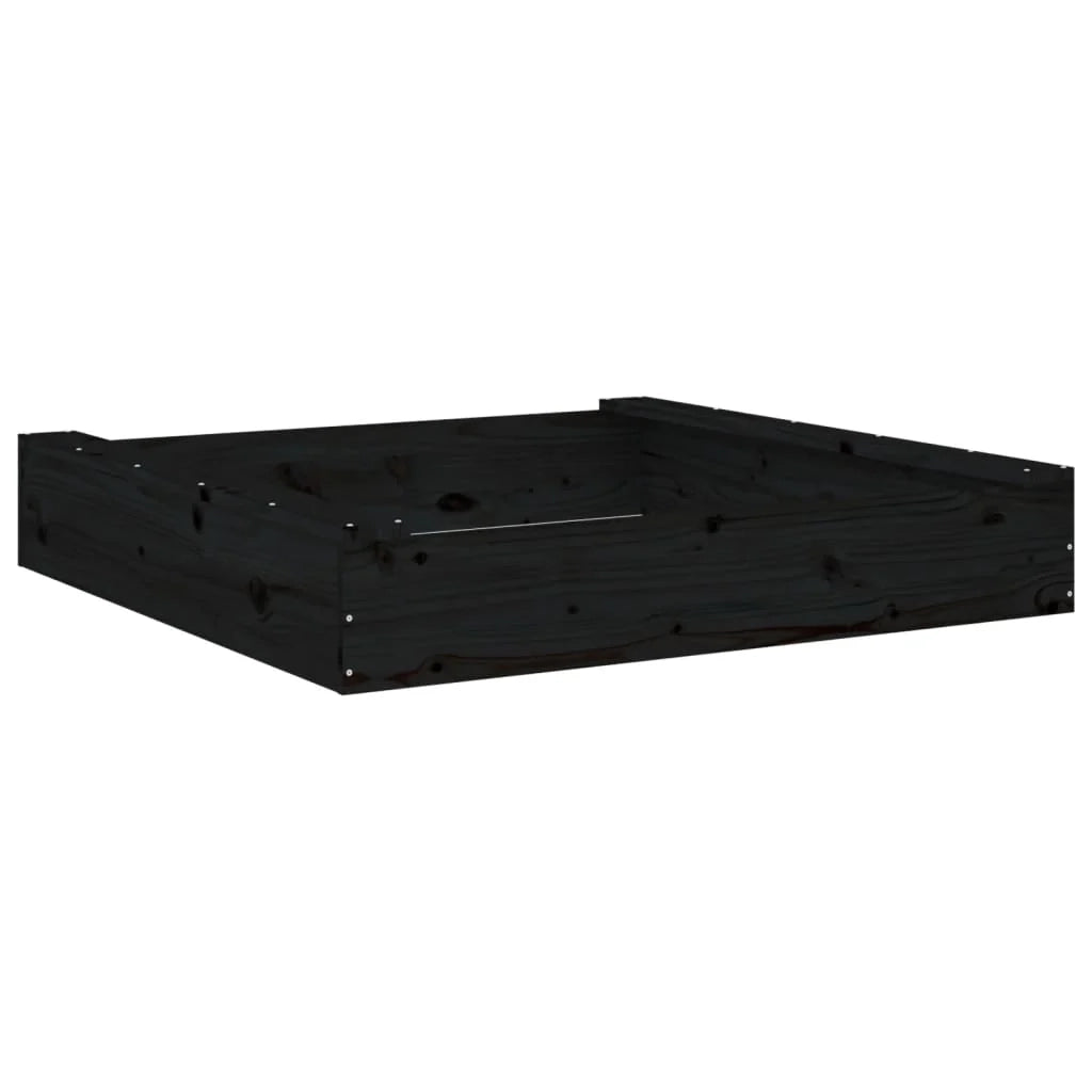 Sabbiera per bambini area giochi da giardino esterna con posti a sedere quadrati legno massello di pino nero 02_0041526