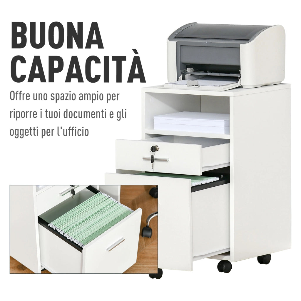 Scrivania con cassettiera e ripiano ¨C Minimal ¨C 39x40x65 cm, bianco
