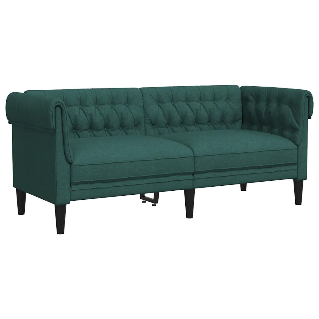 Divano Chesterfield a 2 Posti-Sofa 2 Posti-Divanetto Verde Scuro in Tessuto