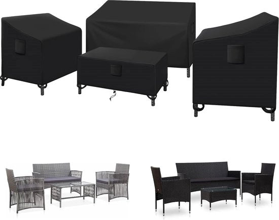 Set di coperture per veranda esterna 4 pezzi - impermeabile - 4 pezzi - nero - Oxford in acciaio resistente