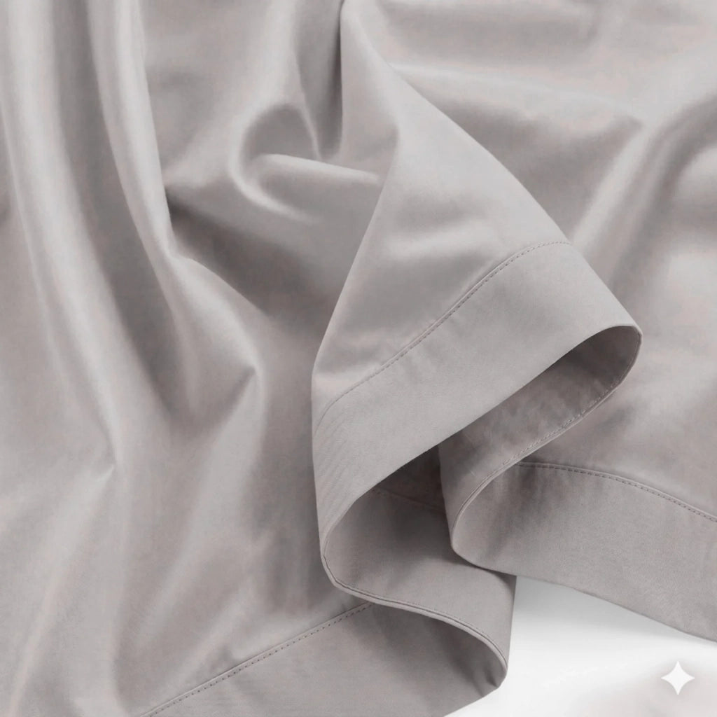 Set Lenzuola Letto Matrimoniale in Cotone Percalle 200 TC Grigio Chiaro | Lenzuolo Piano 250x295 cm, lenzuolo con angoli 180x200 cm e Tasca da 28 cm, 2 Federe | Made in Italy