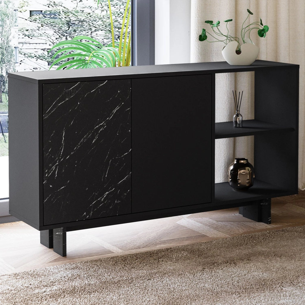Credenza in legno "Ravello" - 140 x 35 x 80 cm - Nero