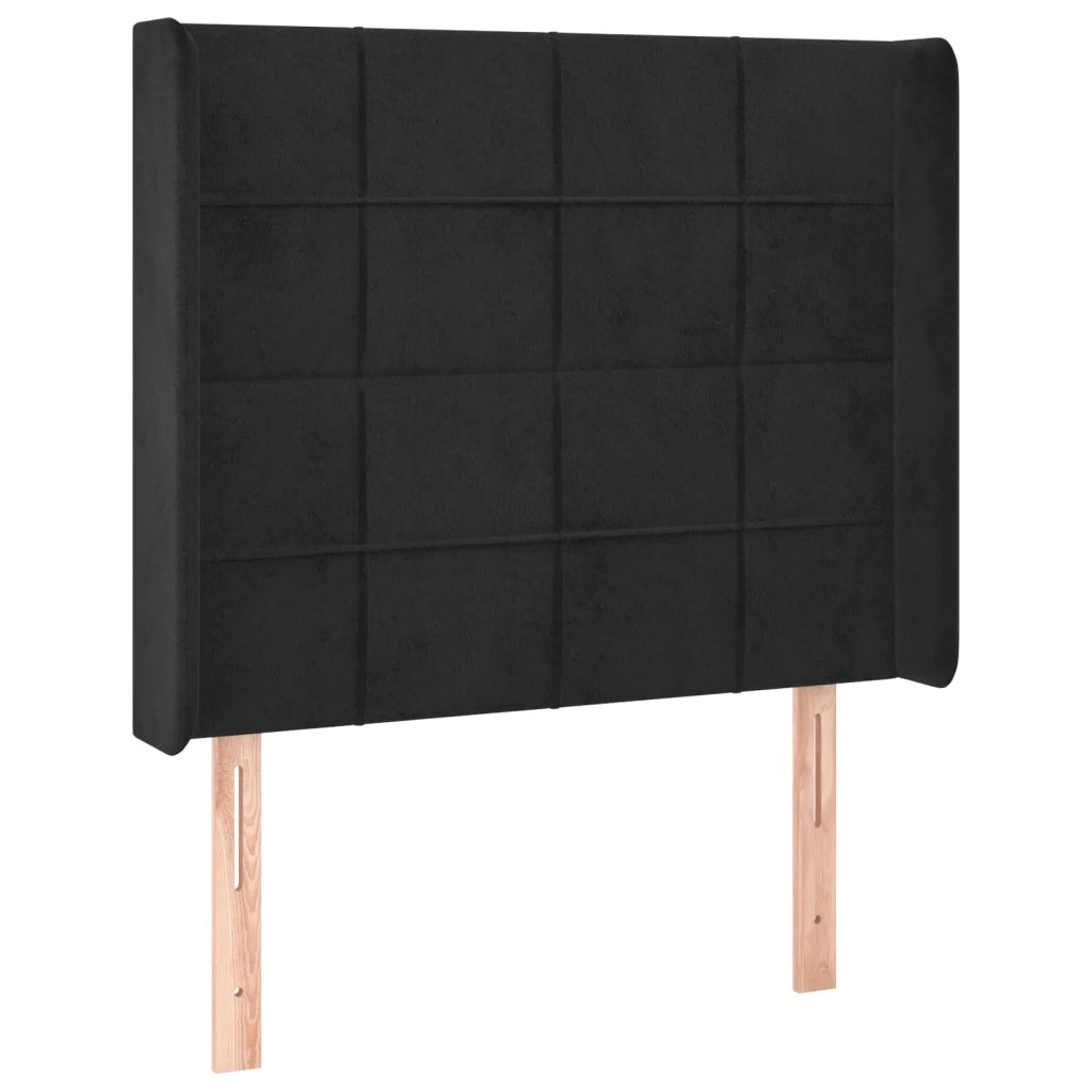 Letto a Molle con Materasso e LED Nero 90x190 cm in Velluto