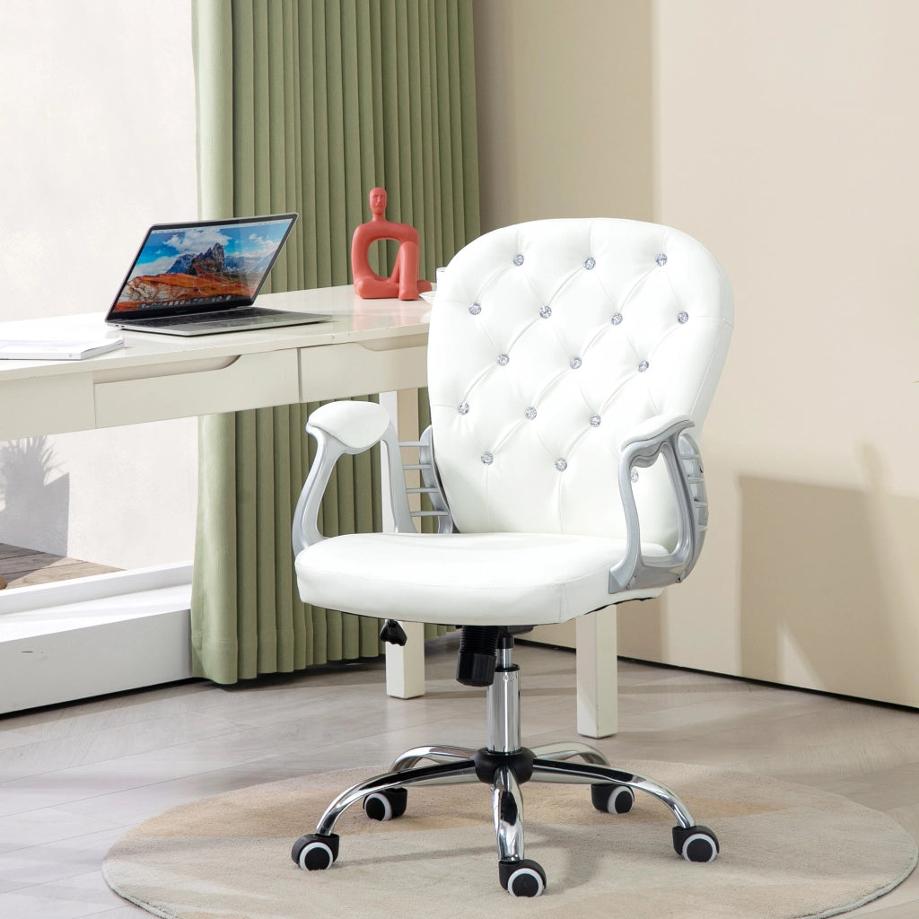 Sedia da Ufficio ¨C Minimal ¨C Schienale Imbottito Braccioli Bianco