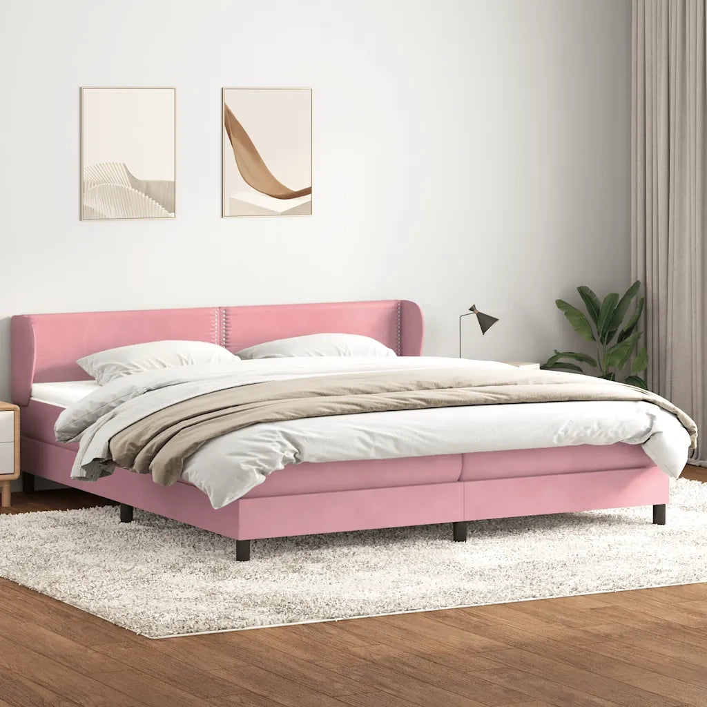 Giroletto a Molle con Materassi Rosa 180x210 cm in Velluto 3317456