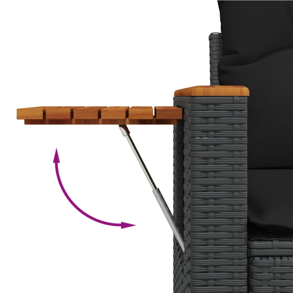 Set Divani da Giardino 5 pz | Set Salotto da Giardino con Cuscini in Polyrattan Nero