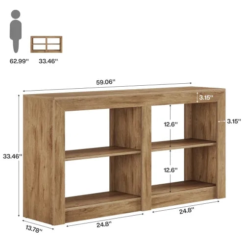 CONSOLE 150x35x85 cm a 3 livelli in MDF marrone