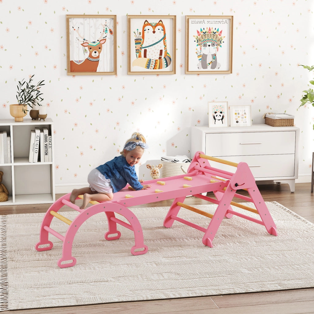 Casetta da gioco con scivolo e arrampicata 7 in 1 pieghevole ¨C Minimal ¨C Legno naturale