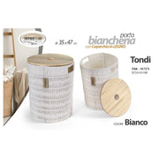 Cesta tonda bianca con coperchio ø35x47 cm