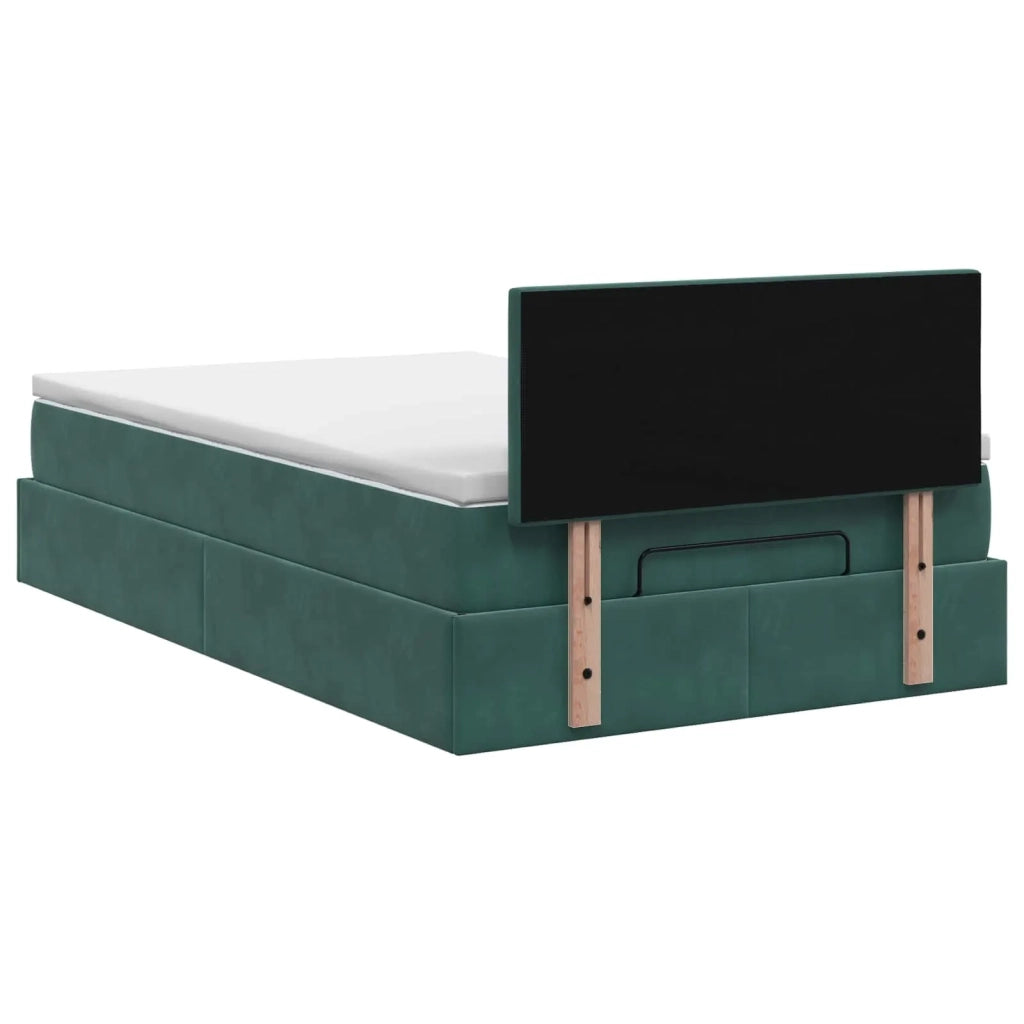 Letto Ottomano con Materasso e LED Verde Scuro 120 x 200 cm 3457062