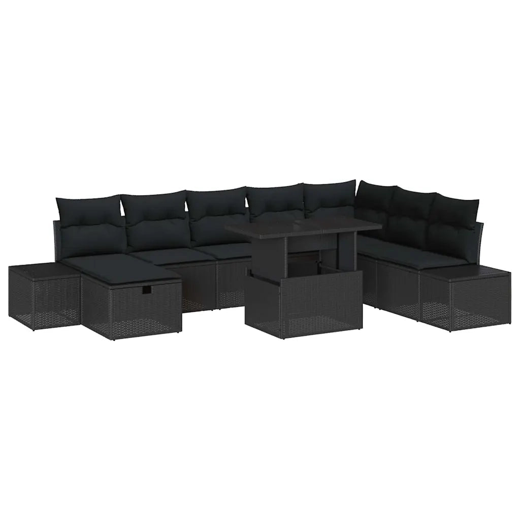 Set Divano da Giardino 11 pcs Nero Poly Rattan 3359900