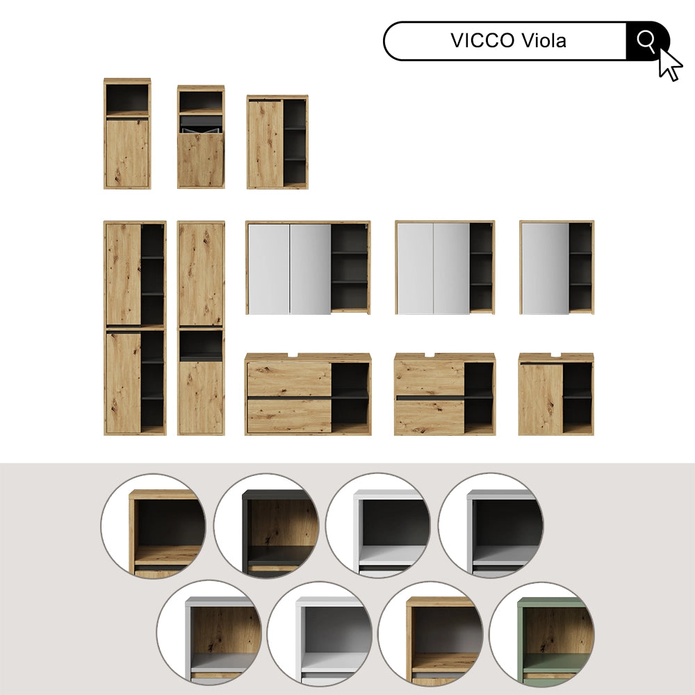 Vicco Set di mobili da bagno Artigiano/grigio 3 parti