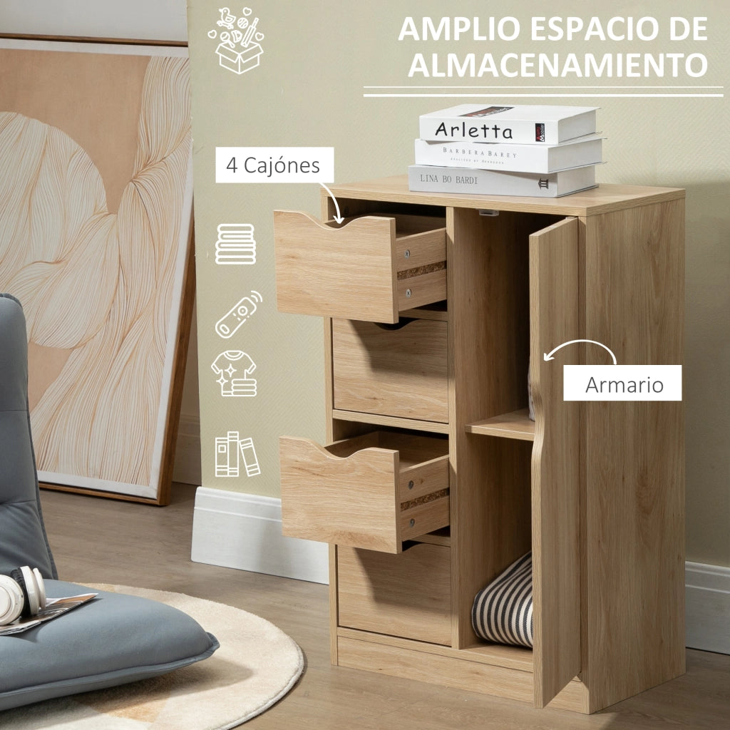 Armadietto con cassetti e ripiano ¨C Minimal ¨C 54x29x83 cm rovere