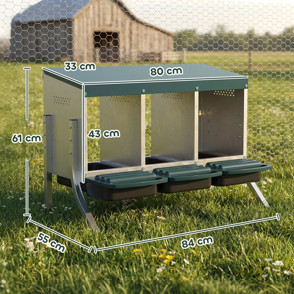 Nido per Galline con 3 Scomparti ¨C Xylo ¨C 84x55x61 cm Argento