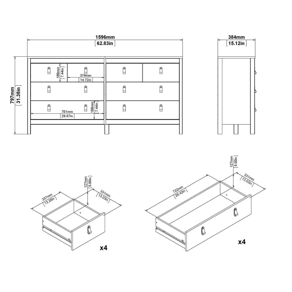Credenza Wendy, Buffet da soggiorno, Madia da salotto, Dispensa da cucina, 160x38 h80 cm, Bianco