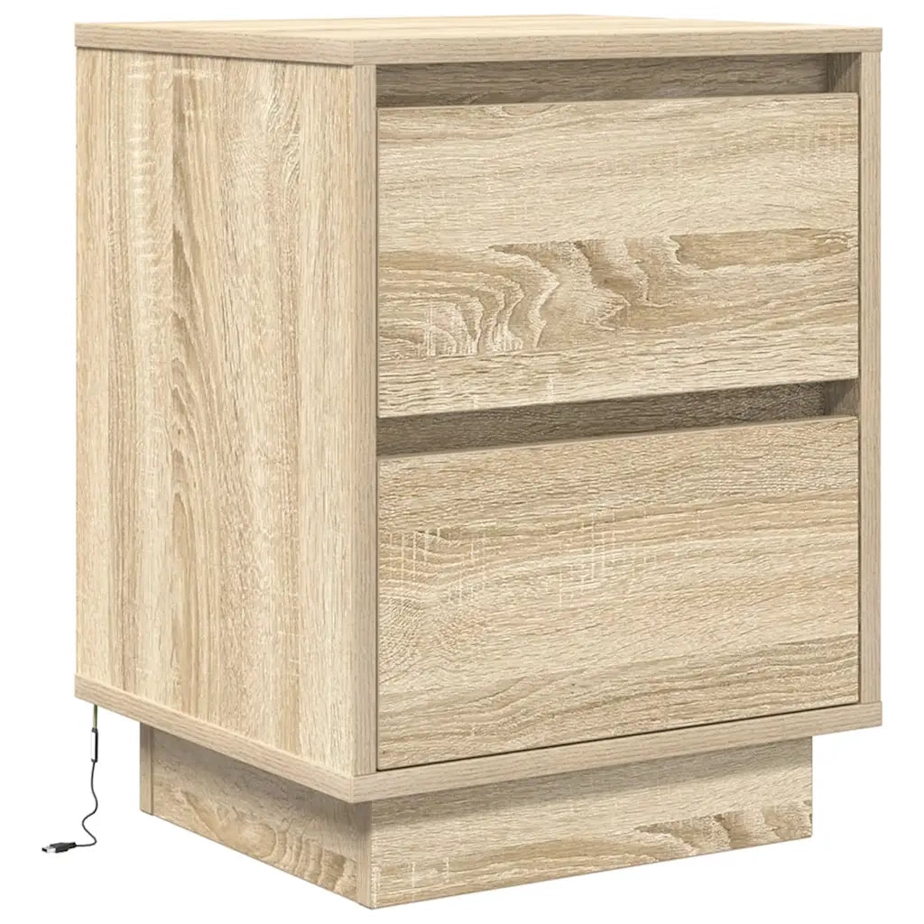 Comodini con Luci a LED 2 pz Rovere Sonoma 38x34x50 cm 861288