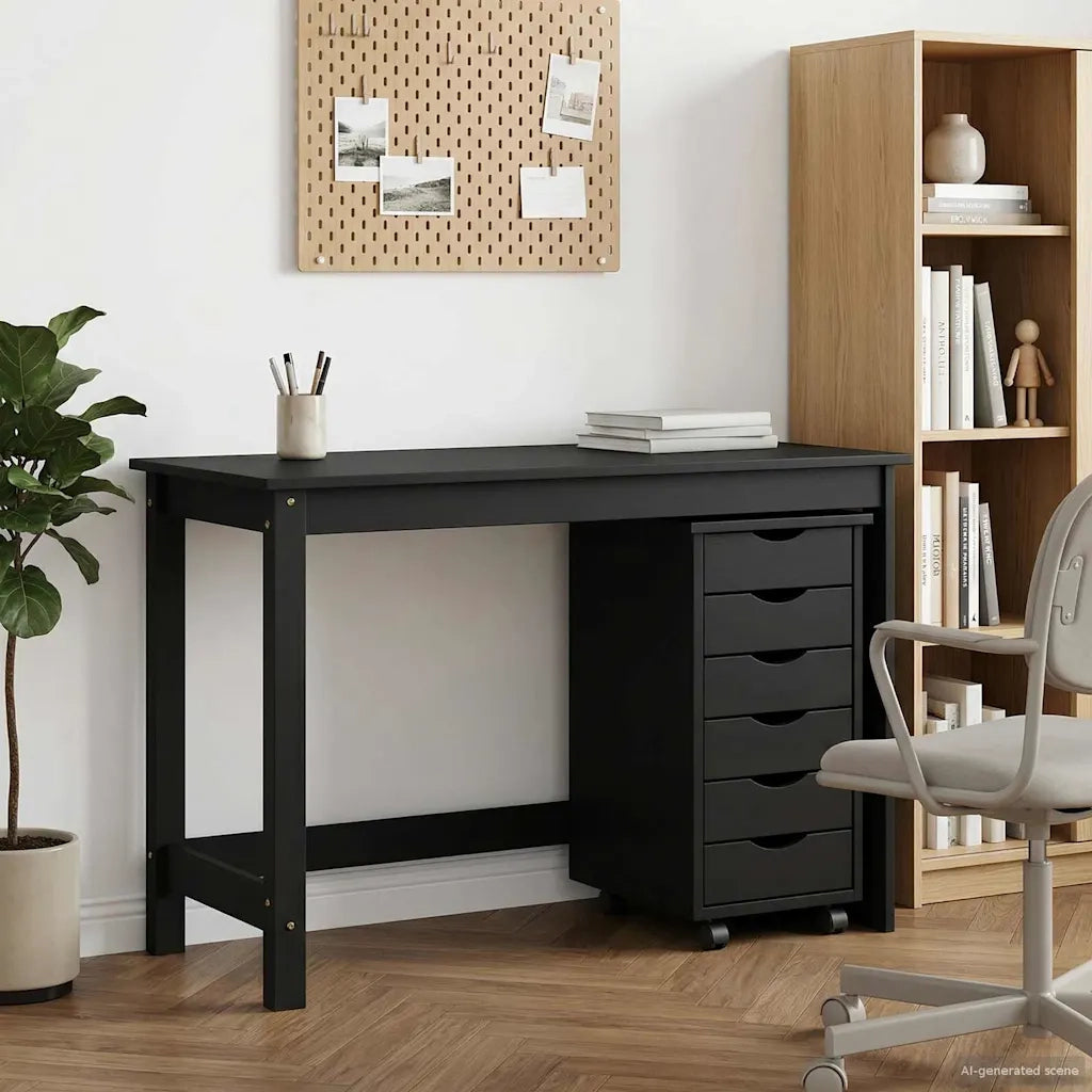 Set scrivania e mobiletto su ruote MOSS 2 pcs Nero 3438788