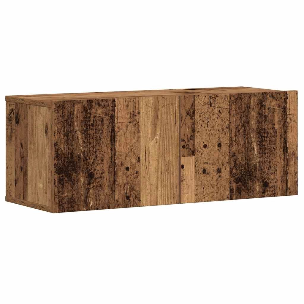 Set di 3 moderni mobili porta TV a parete in legno composito con finitura effetto legno anticato 80 x 30 x 30 cm design elegante e pratico 02_0055858