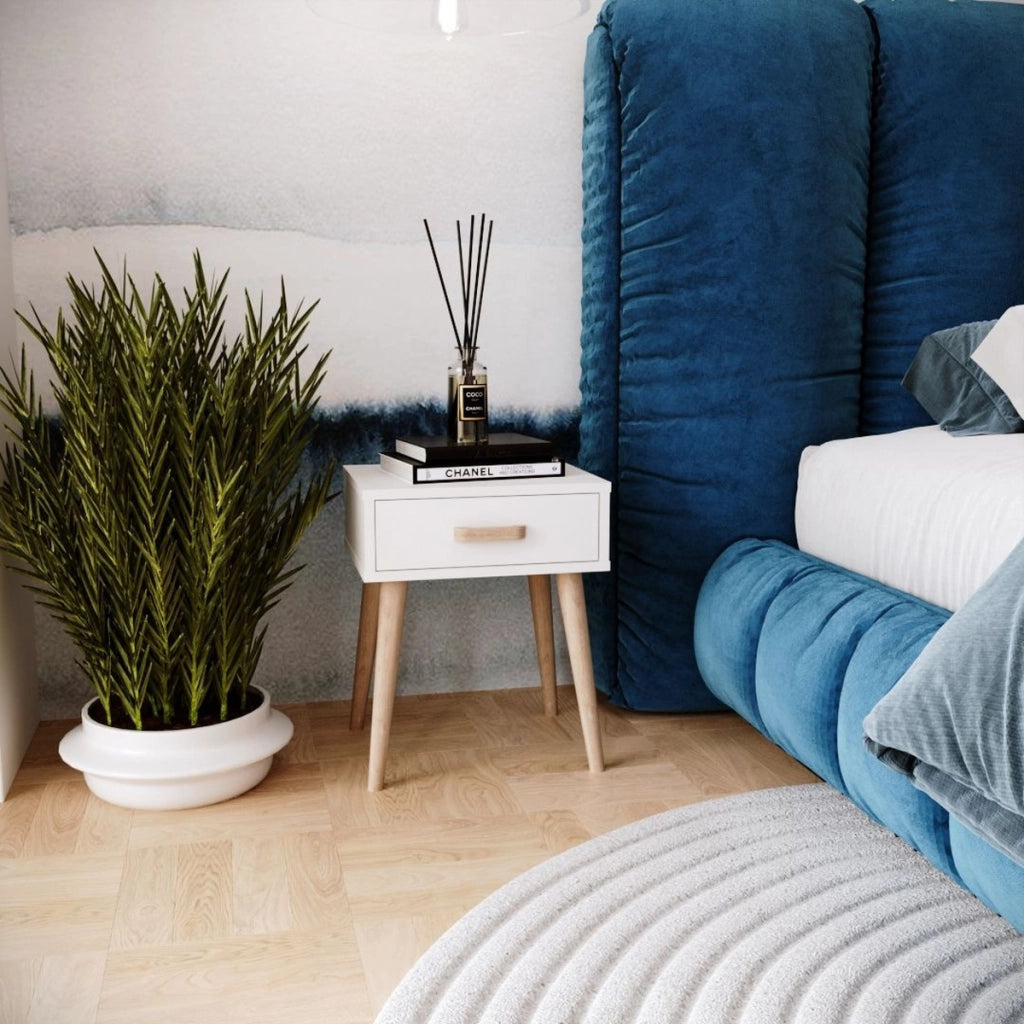 Comodino Luna bianco in stile scandinavo