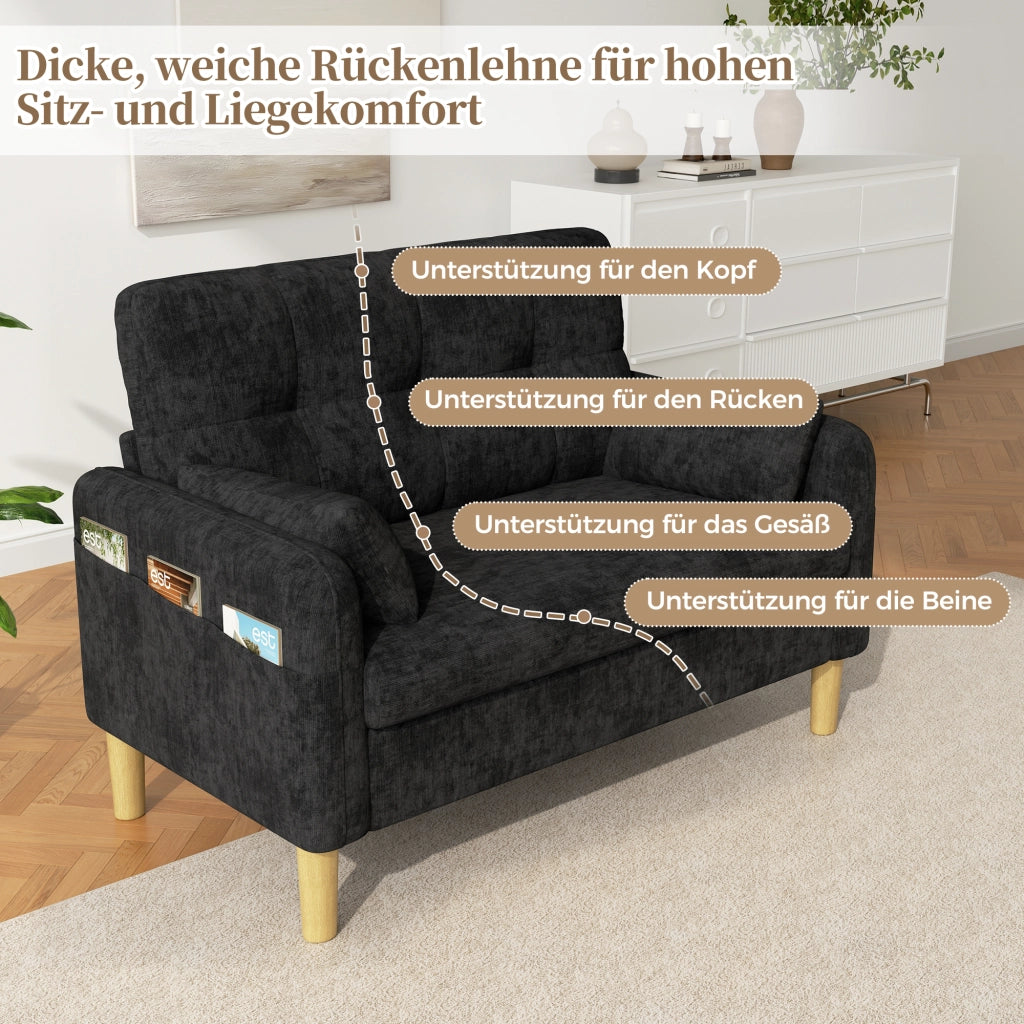 SOFA 2 posti 119x78x85 cm Grigio in Chenille